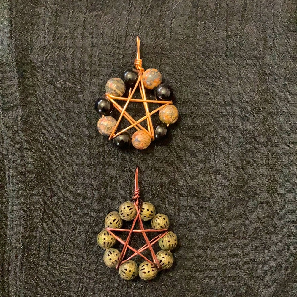 2 beautiful wire wrapped pentagram pendants! 🖤